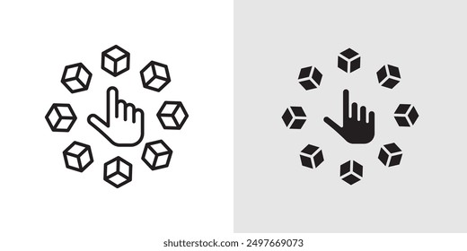 Variety icon Black line art vector logo set