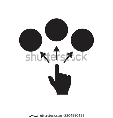 Variety icon design. variety choice icon, selection variation concept, multiple options, hand click button, isolated on white background