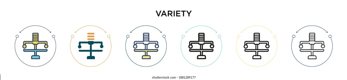 Variety icon in filled, thin line, outline and stroke style. Vector illustration of two colored and black variety vector icons designs can be used for mobile, ui, web