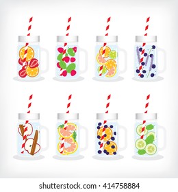 variety of infused water recipes in mason jar