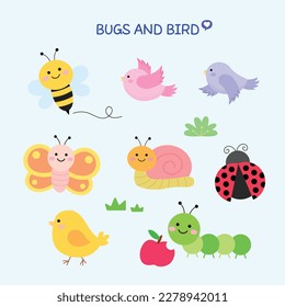 a variety of insects and birds found in nature