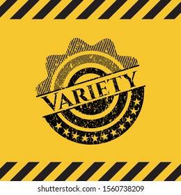 Variety inside warning sign, black grunge emblem. Vector Illustration. Detailed.