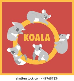 variety koala poses vector illustration flat design