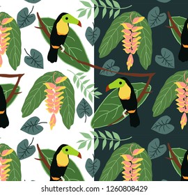 variety leaf and bird pattern