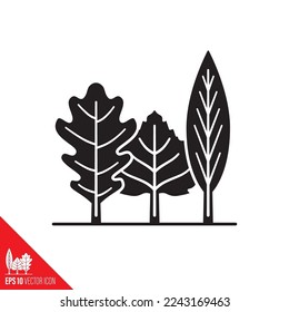 Variety of leaves looking like a small  forest isolated vector glyph icon. Environment and nature symbol