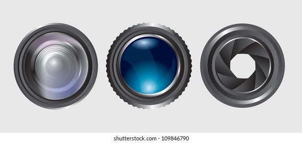 variety of lenses in different positions over white background variety of lenses in different positions over white background
