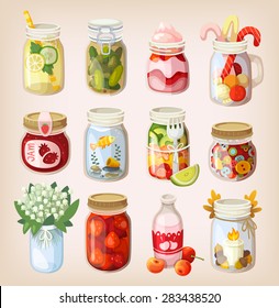 Variety of mason jars with different items in them showing how to use it