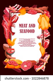A variety of meat products painted in a frame