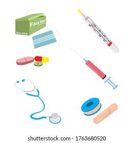 Variety of medical elements set