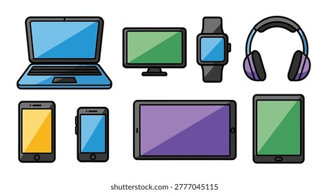 Variety of modern tech gadgets displayed