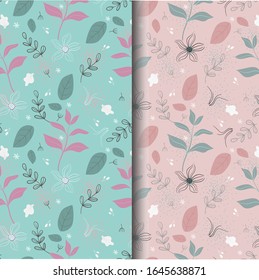 Variedad de ilustraciones naturales de flores y hojas 