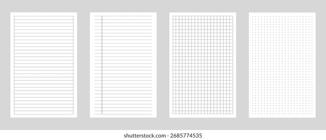 Variety of Notebook Paper Patterns for Writing, Graphing, and Dotted Designs