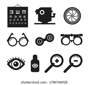 Variety of Optical Health icons, set.