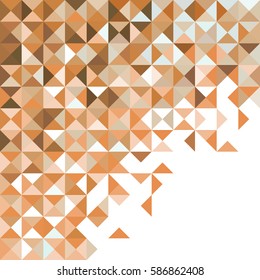 Variety Orange square pixel tile mosaic with copy space in the corner for abstract background concept