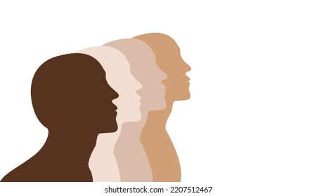 Variety of people skin colors, diversity concept, vector illustration