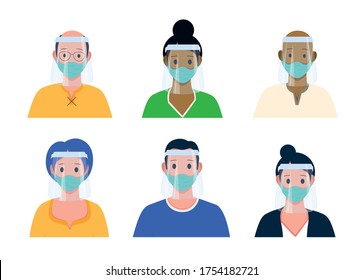 Variety of people wearing masks