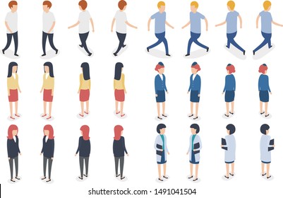 A variety of professional characters cartoon animation combination