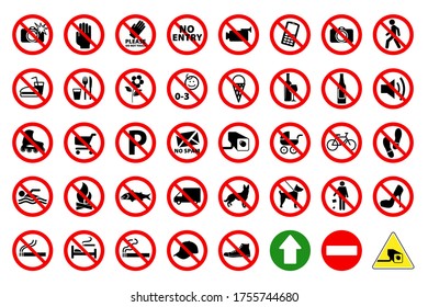 Variety of prohibition signs set