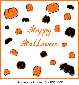 Variety of pumpkins on the white background with lettering