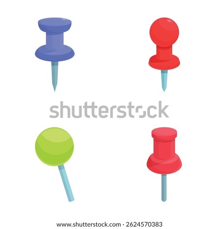 Variety of push pins in different colors, perfect for office and organization themes