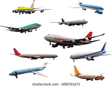 Una Variedad De Aviones Vectores Realistas