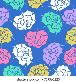 variety rose colors seamless pattern
