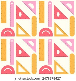 Variety of rulers seamless pattern. Vector illustration