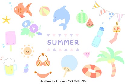 Variety set of summer illustrations