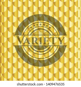 Variety shiny golden badge. Scales pattern. Vector Illustration. Detailed.