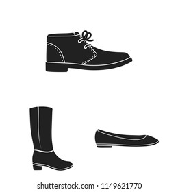 A variety of shoes black icons in set collection for design. Boot, sneakers vector symbol stock web illustration.