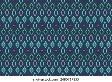 Variety of small diamond-shaped repeated pattern on naby blue background. Suitable for textile printings, wrapping paper, cloth decorations, curtains, and other printings.