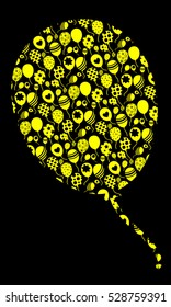 Variety small yellow balloon vector icon pattern on big balloon with black background