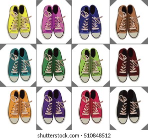 a variety of sneakers