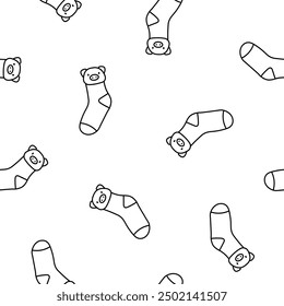 Variety socks different textures. Seamless pattern. Coloring Page. Fashion trendy clothes. Hand drawn style. Vector drawing. Design ornaments.