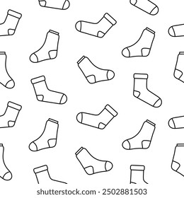 Variety Socken verschiedene Texturen. Nahtloses Muster. Malvorlage. Mode trendige Kleidung. Handgezeichneter Stil. Vektorgrafik. Gestalten Sie Ornamente.