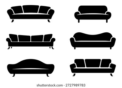 Vielfalt der Sofa Silhouette Designs in einem sauberen und modernen Stil . Einzeln auf transparentem Hintergrund