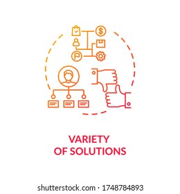 Icono de concepto de varias soluciones. Pensamiento creativo, ilustración de línea delgada de resolución de problemas. Encontrar una solución diferente, crecimiento propio. Dibujo de color RGB con contorno aislado de vectores
