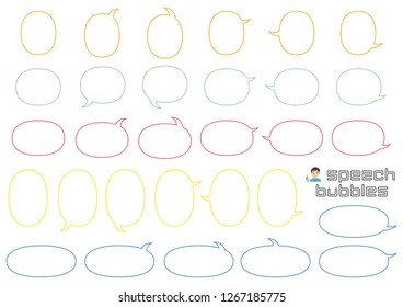 variety speech bubbles of ellipse - only line drawing -