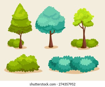 Variety of Spring Tree Set : Vector Illustration