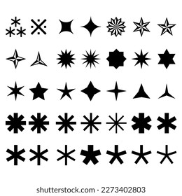 Variety of star icons for design black and white star icons