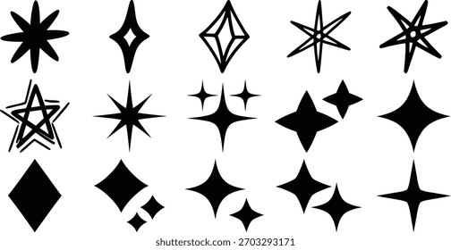 Variedad de Elementos de diseño de Formas de estrellas para uso gráfico y decoración