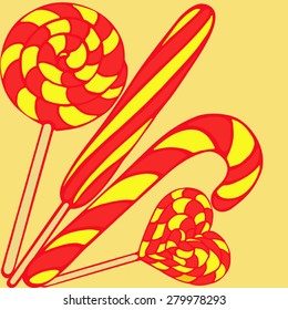 a variety of striped lollipops