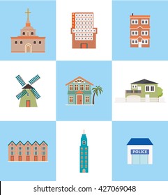 A variety of styles of buildings