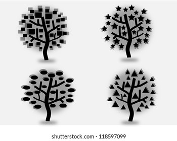 A variety of stylized trees
