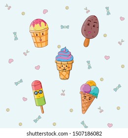 Variety of summer ice cream