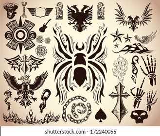 Variety Tattoo    tribal vector set    collection    elements