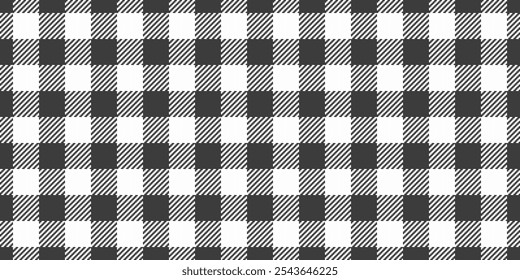 Tartan de tecido de textura variada, tecido sem costura padrão liso. Verificação de vetor plastificado de fundo feminino na paleta de cores cinza e branco.