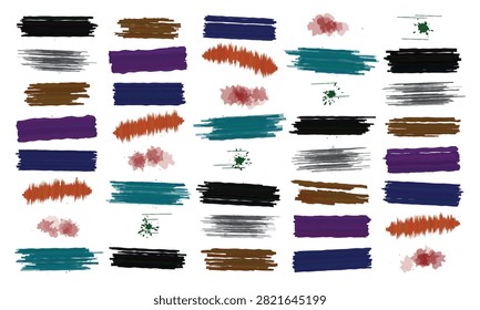 Variety of textured hand painted stripes colorful ink stains creative graphics