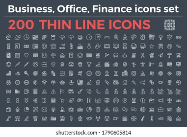 The variety of thin line icons for business, office, finance theme vector illustration. Editable Stroke. 64x64 Pixel Perfect. Built on grid.