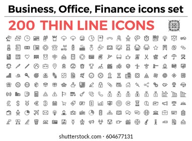 The variety of thin line icons for business, office, finance theme vector illustration. Editable Stroke. 64x64 Pixel Perfect. Built on grid.
